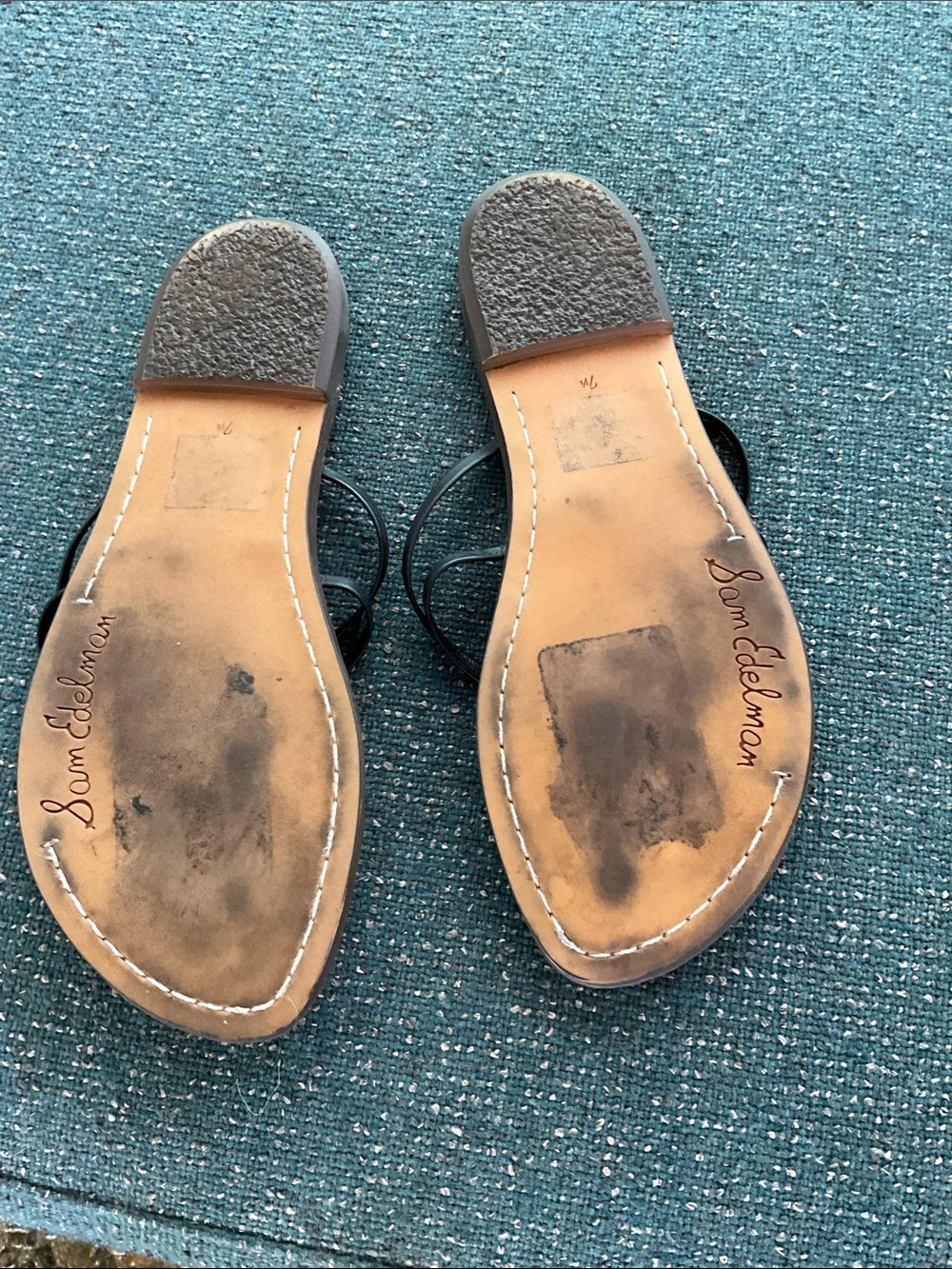 Sam Edelman Brown Croc-Embossed Flip Sandals with Black Straps - Picture 2 of 3